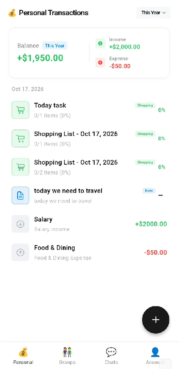 EJI Tracker personal income and expenses